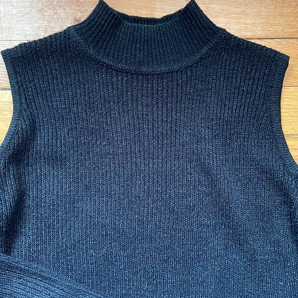 Black Mock Neck Sweater with Cutouts - Picture 2 of 4